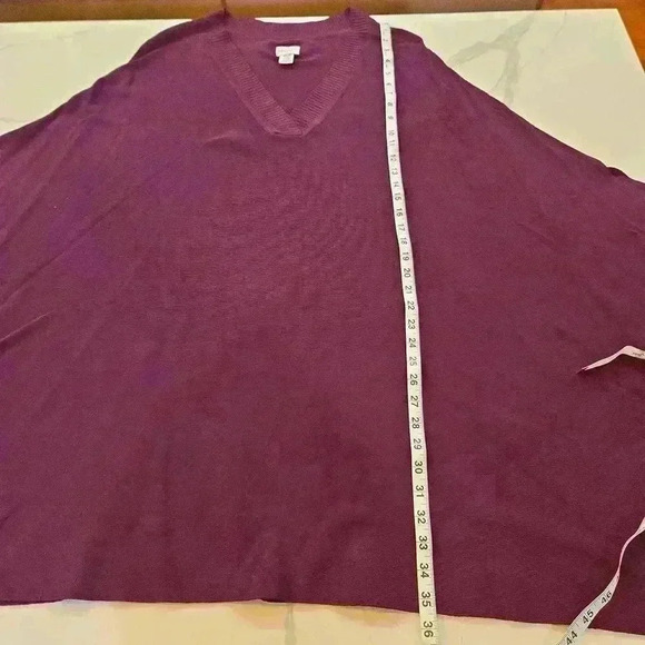 Oversized Poncho Cape Pullover Knit Sweater Eggplant Purple Size Small Medium - Picture 3 of 9